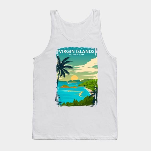 Virgin Islands National Park Vintage Travel Poster Tank Top by jornvanhezik